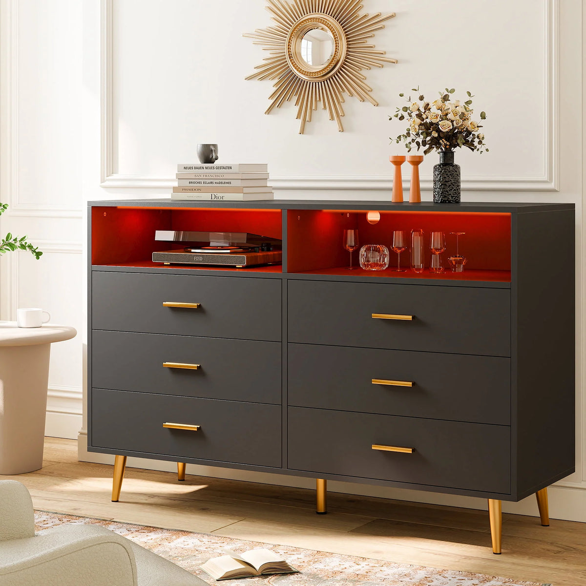 White 6 Drawer Wood Dresser P918422