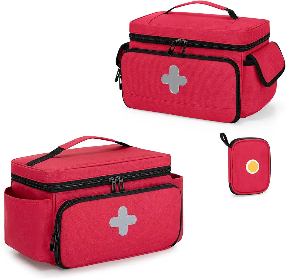 Lockable Pill Bottle Organizer with Zippered Pouches V715