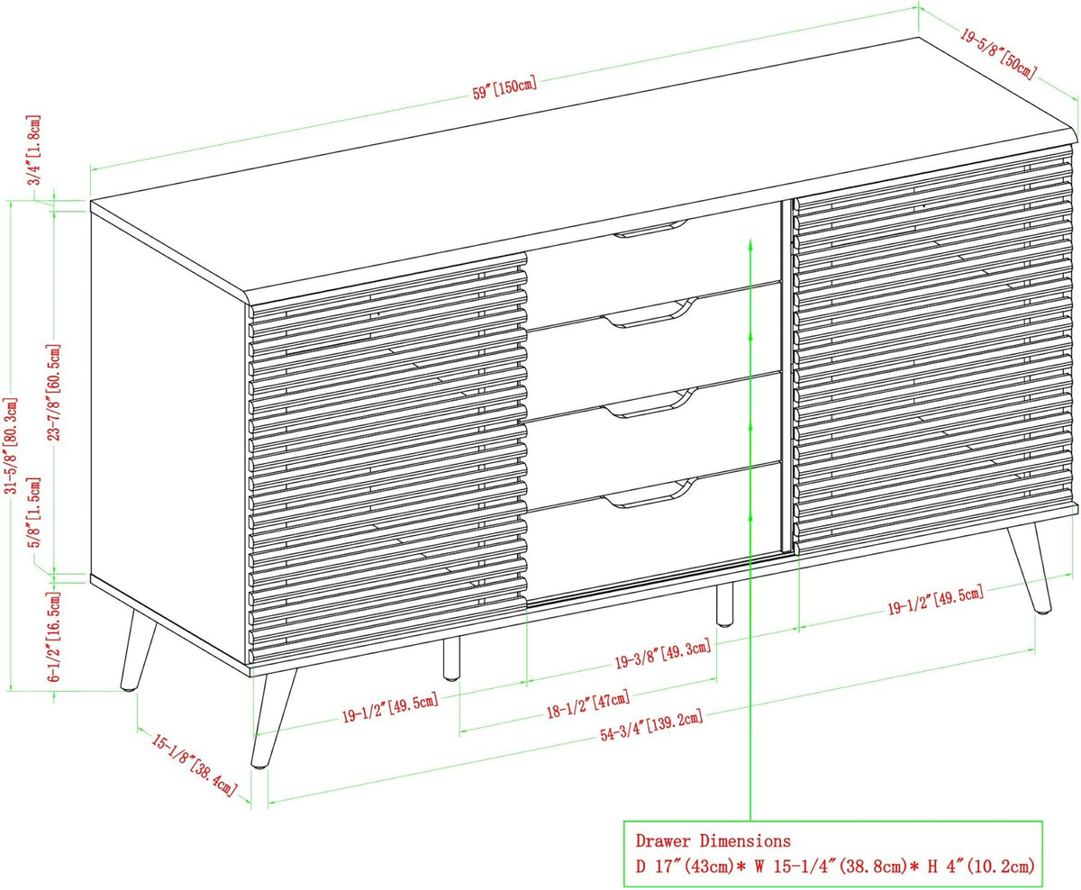 Black and Slate Grey 4 Drawer Wood Cabinet C7765