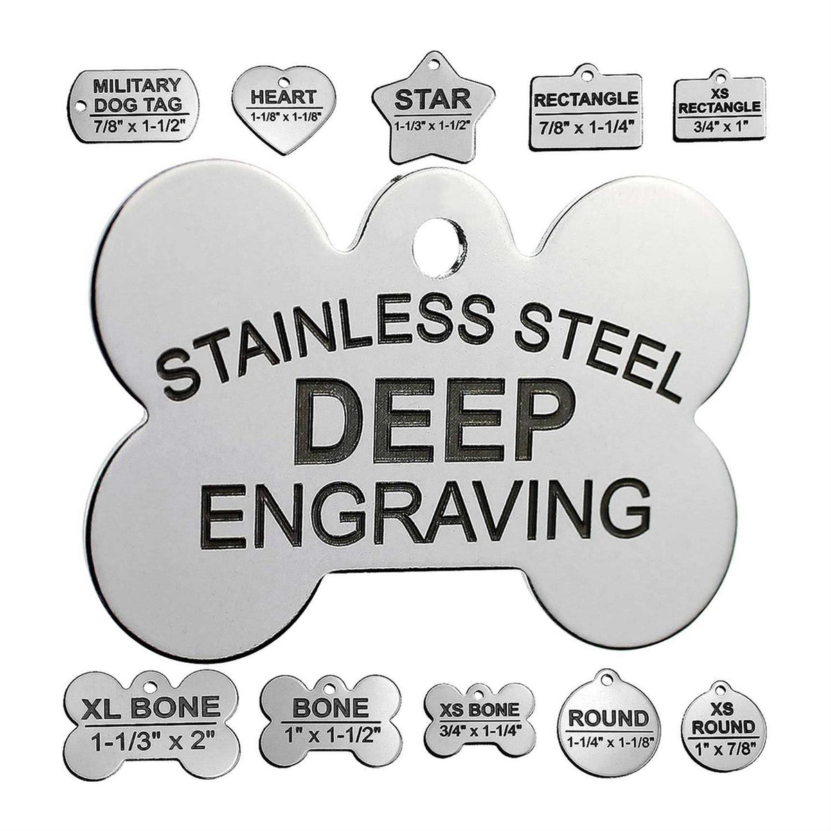 Stainless Steel Custom Deep Engraved Pet ID Tags E60700