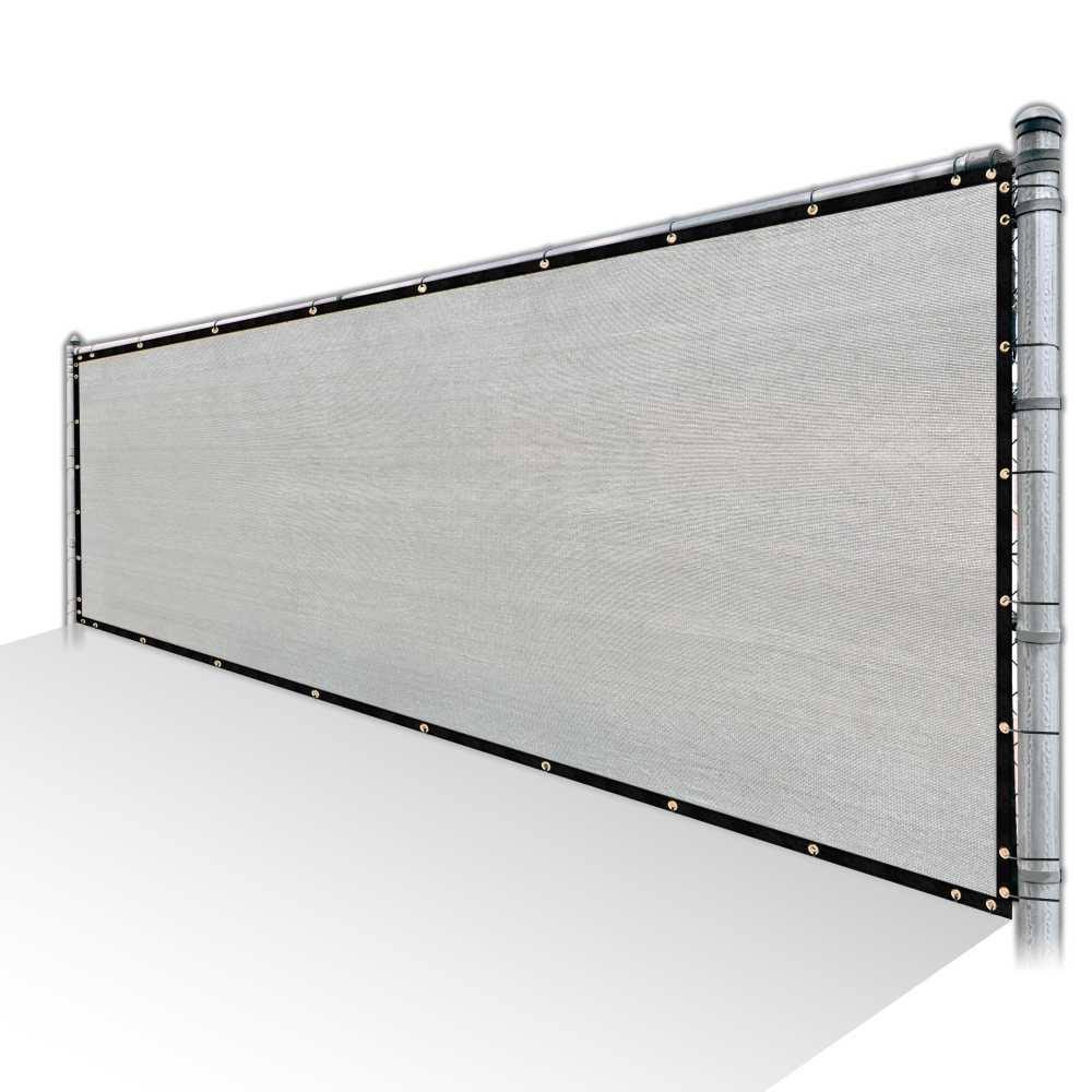 Grey Privacy Fence Screen HDPE Mesh Windscreen with Reinforced Grommets Q751452