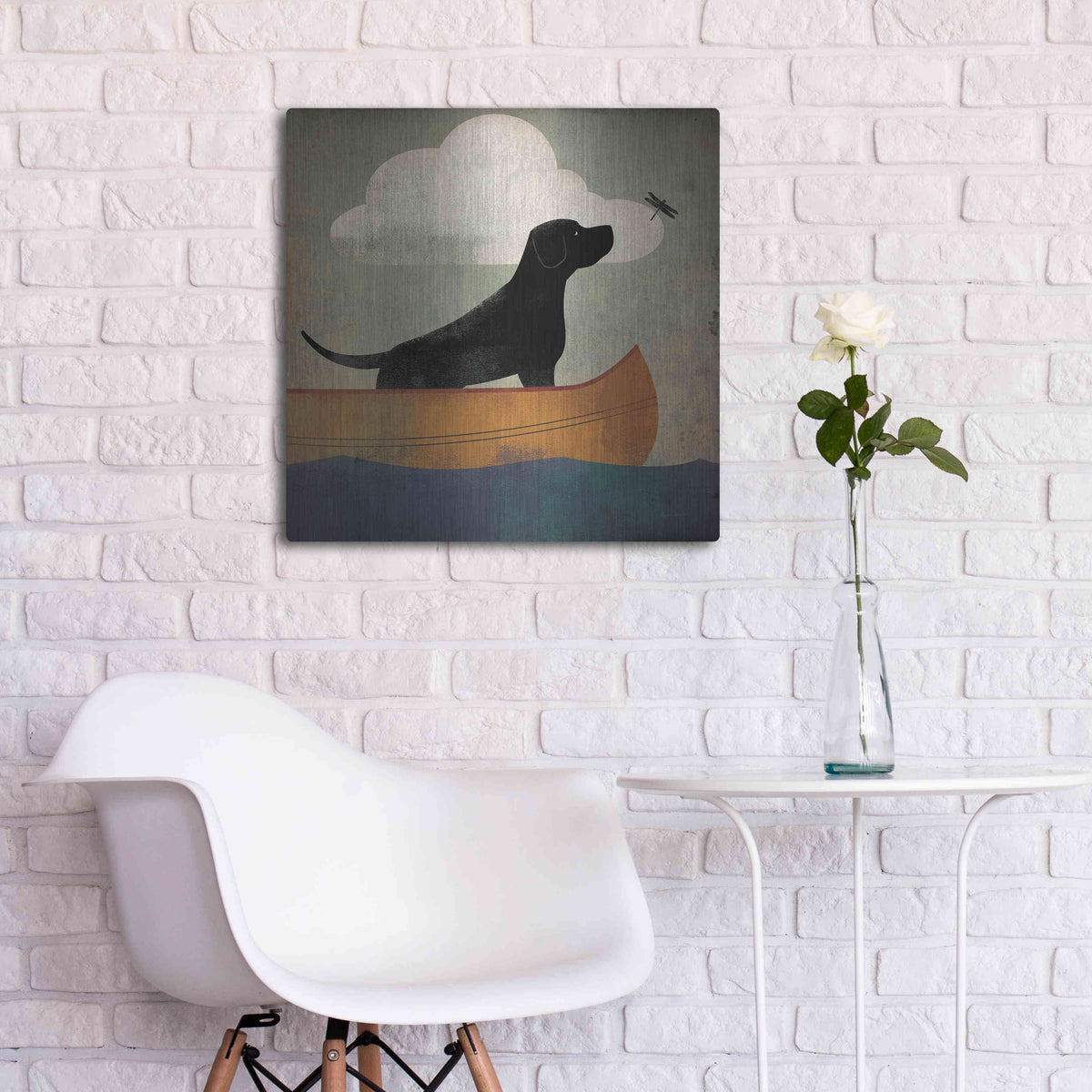 Black Dog Canoe Ride Metal Wall Art, 24"x24" M879711