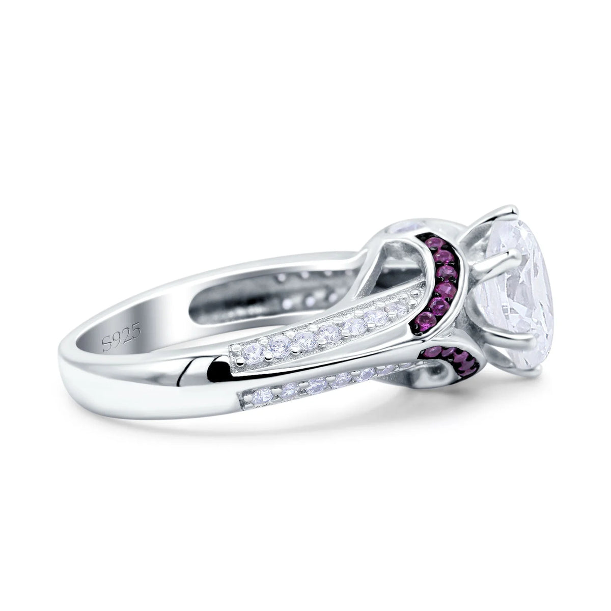 Split Shank Halo Oval Engagement Ring 925 Sterling Silver W668