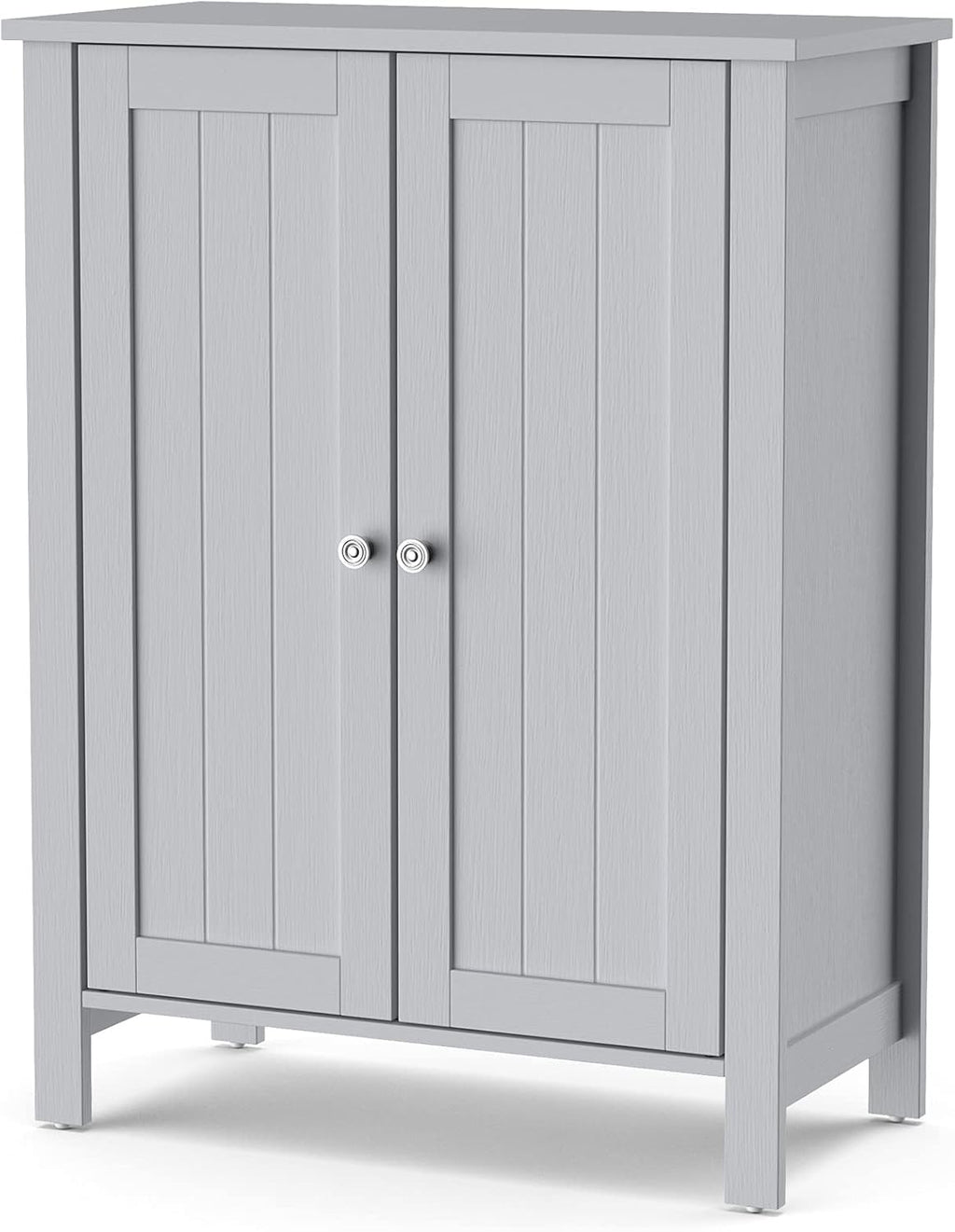 Brown 3 Tier Wooden Bathroom Floor Cabinet with Double Door T96403