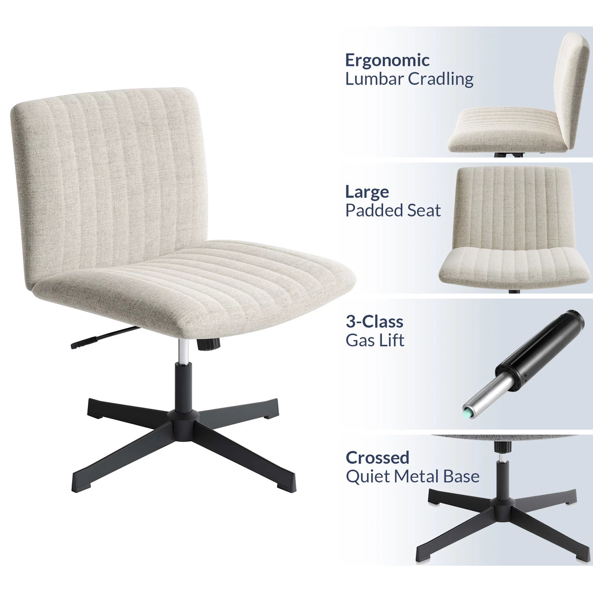 Beige Upholstered Linen Office Chair Y5397