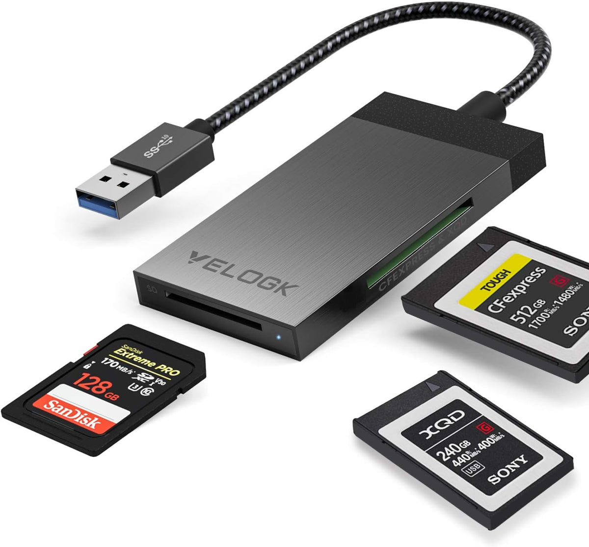 CFexpress XQD SD Dual-Slot USB 3.2 Memory Card Reader R6171