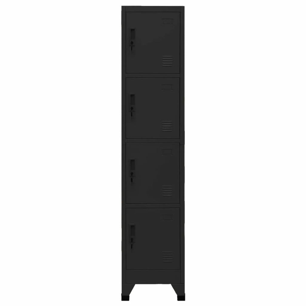 Black Steel Locker Cabinet with 4 Lockable Doors Y67190
