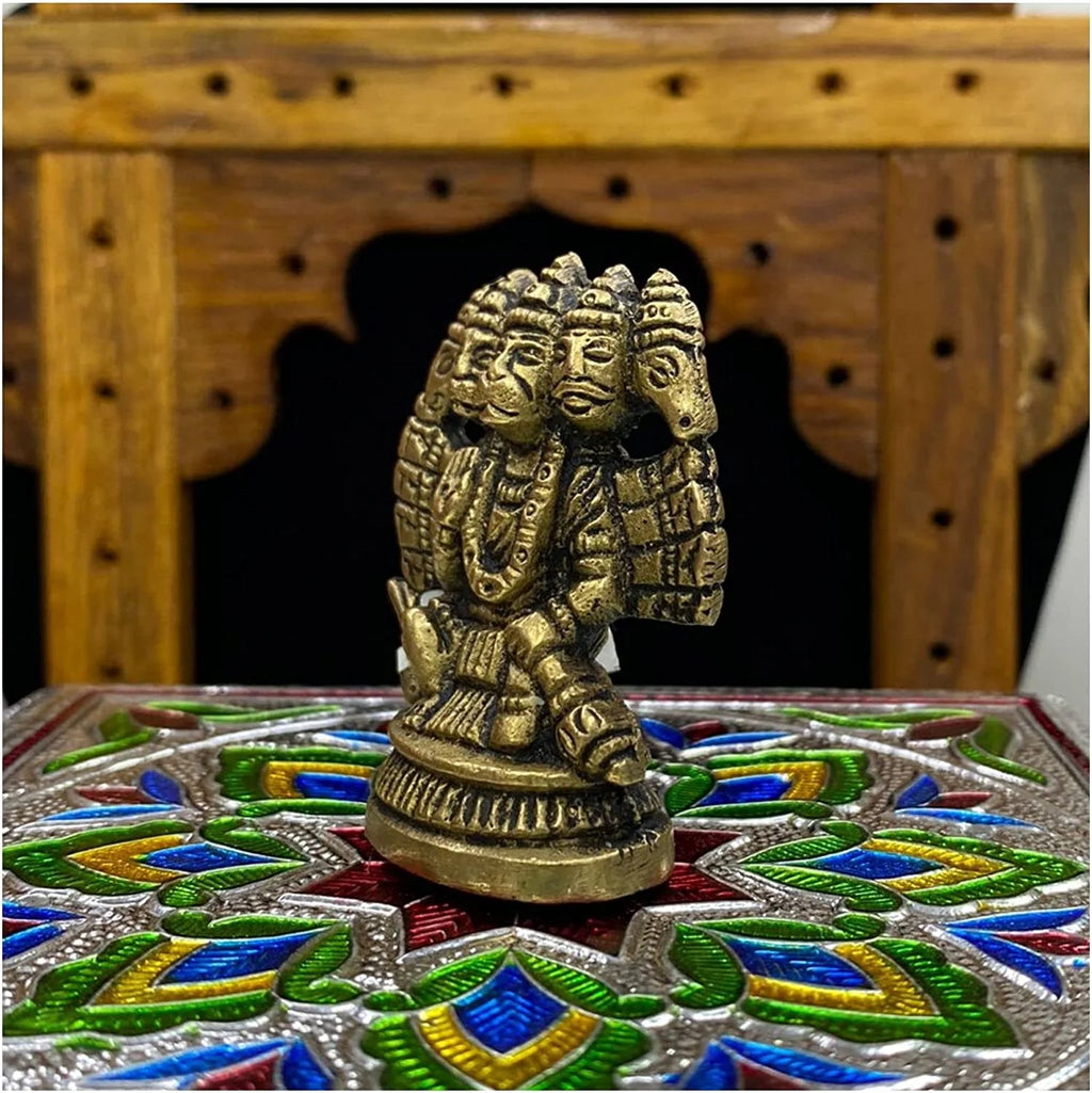 Brass Panchmukhi Hanuman Statue Hindu God Sculpture I341374