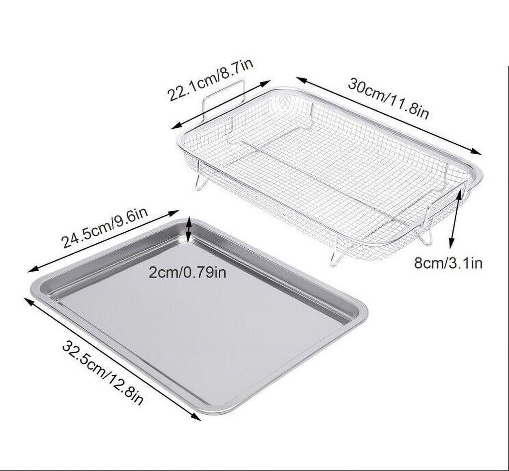 Stainless Steel Non-stick Air Fryer Basket 2 Piece Set M130648