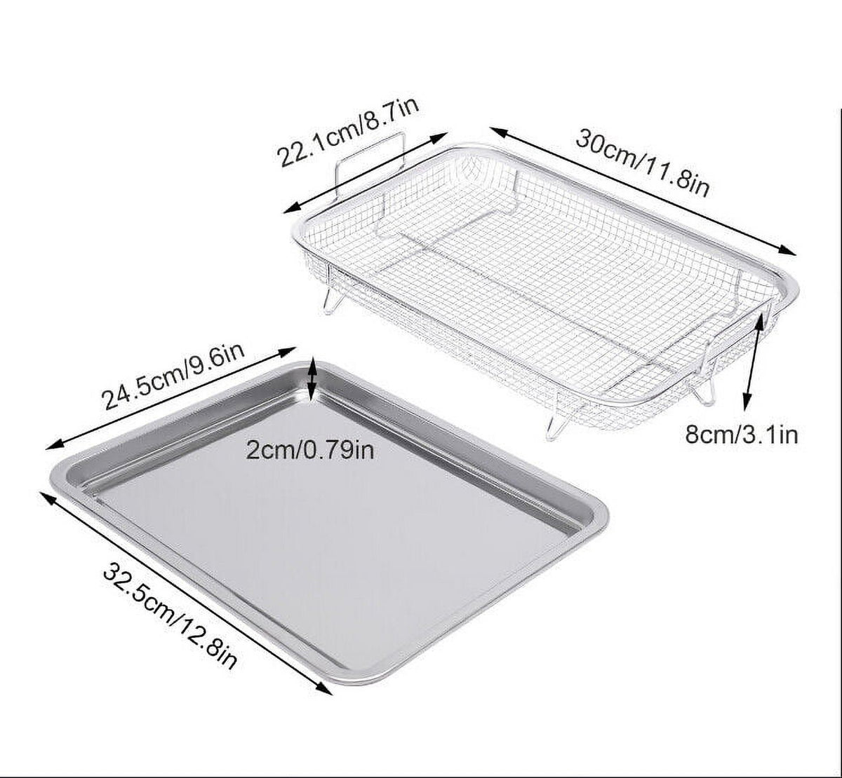Stainless Steel Non-stick Air Fryer Basket 2 Piece Set M130648