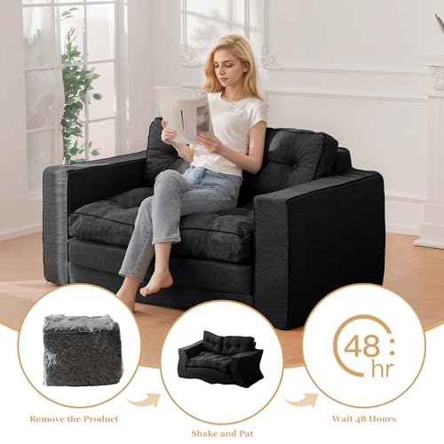 55" Convertible Sofa Bed Couch Futon with Reclining Backrest and Pillows Z217