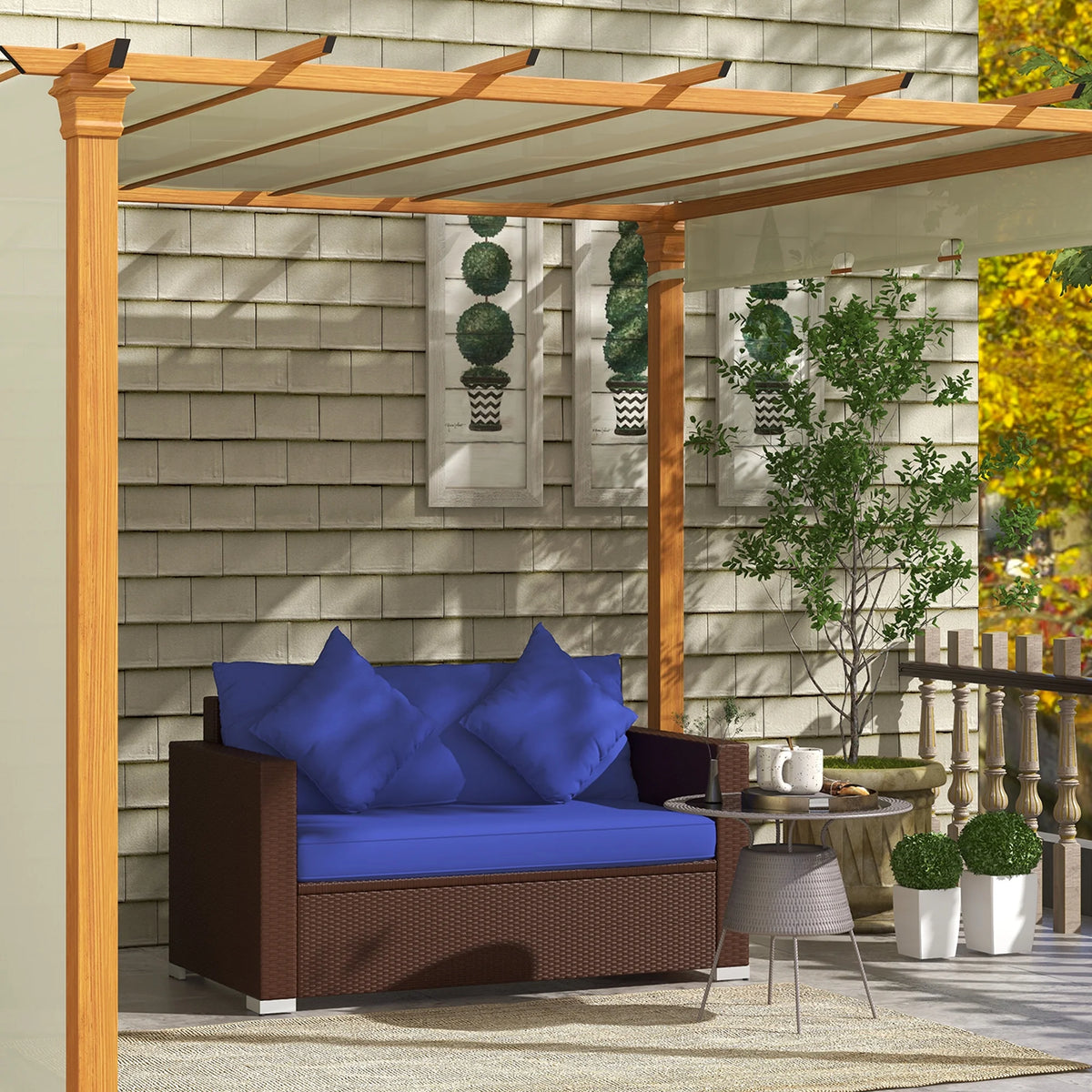 Blue Padded Outdoor Loveseat Sofa G5782