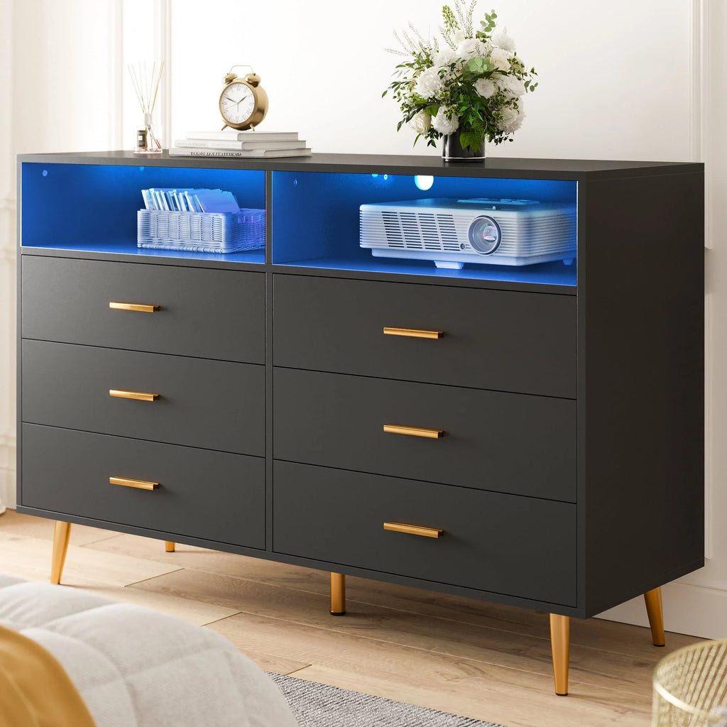 White 6 Drawer Wood Dresser P918422