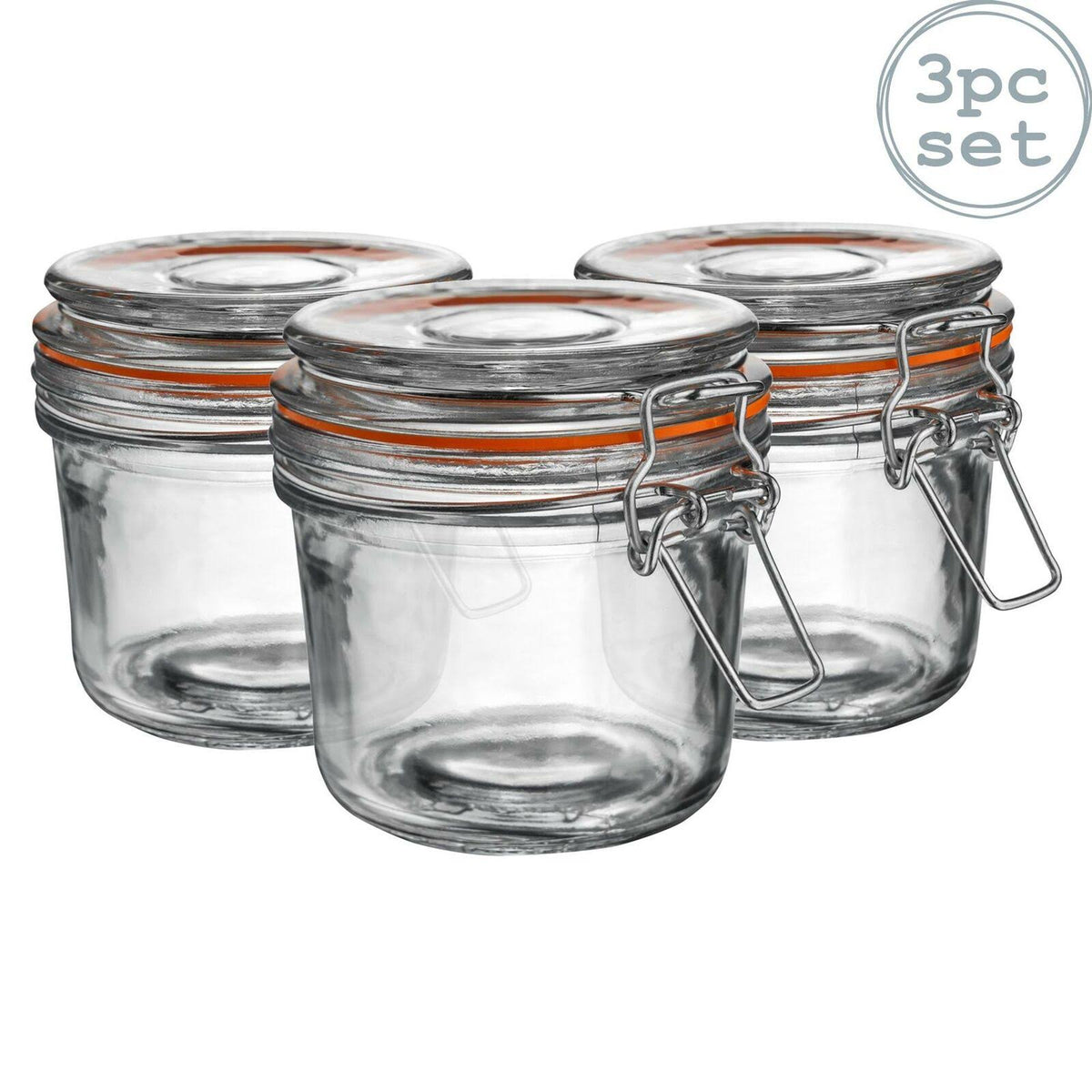 Glass Clip Top Airtight Jar 350ml X3 Z200828