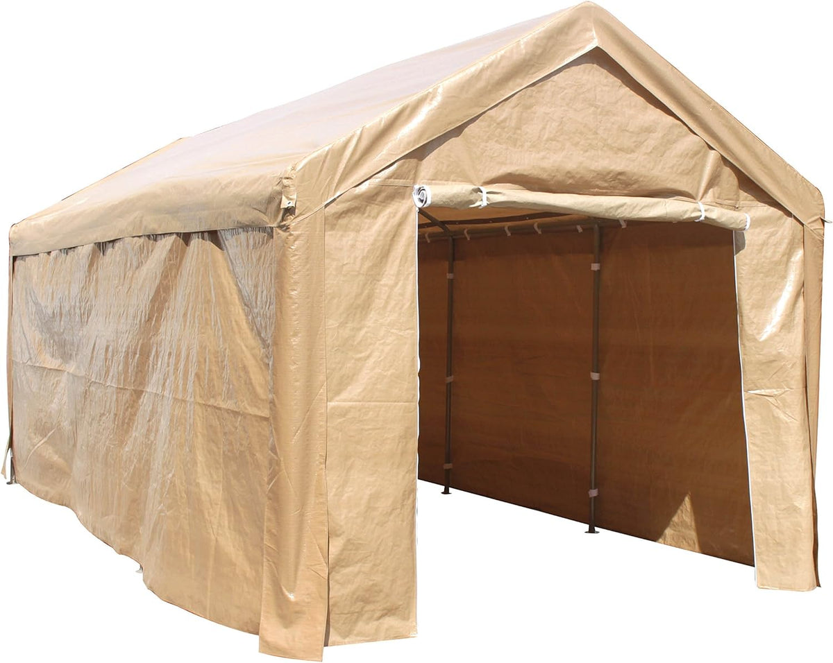 Beige 10 x 20 x 8.5 Feet Canopy Tent Shelter with Sidewalls O5134