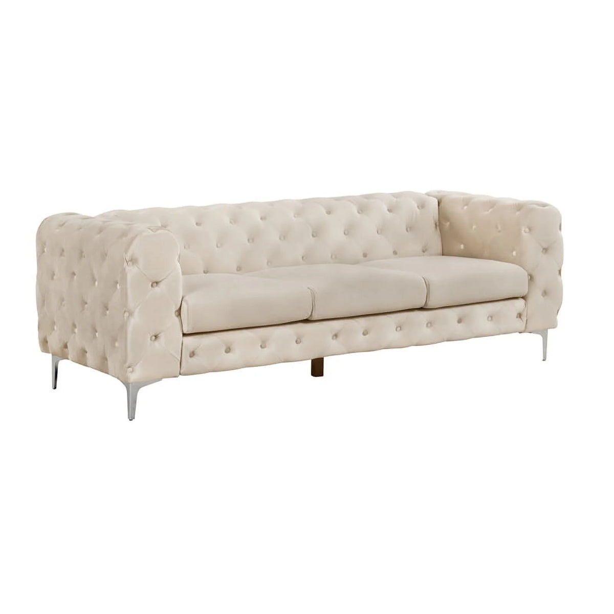 2-Piece Button Tufted Velvet Sofa Set Beige R489