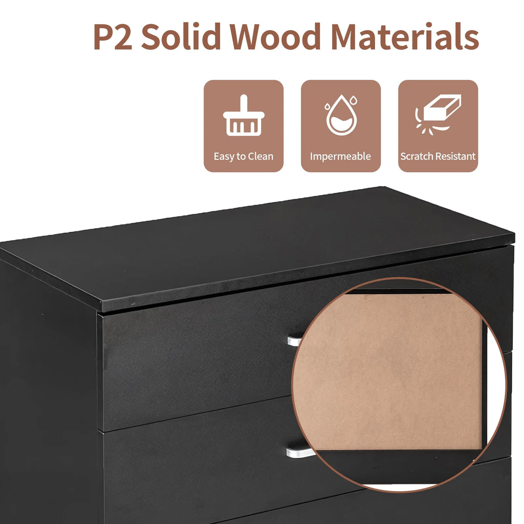 Black Wooden Storage Chest of Drawers Q595
