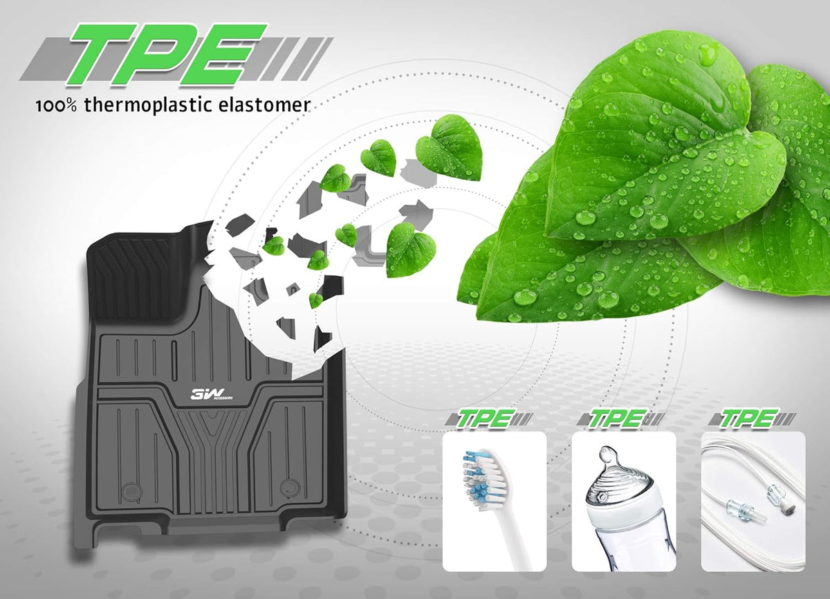 Black TPE All-Weather Car Floor Liners Full Set D170706