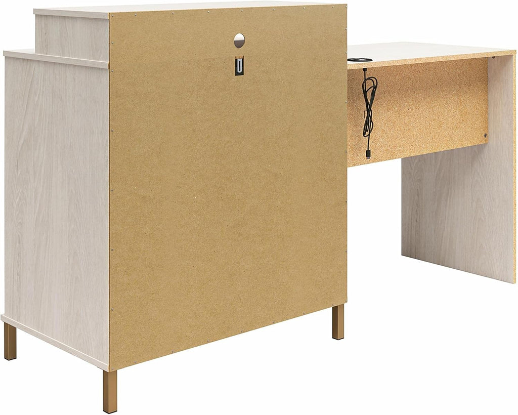 White Oak Dresser/Desk Combo with Wireless-charger V623