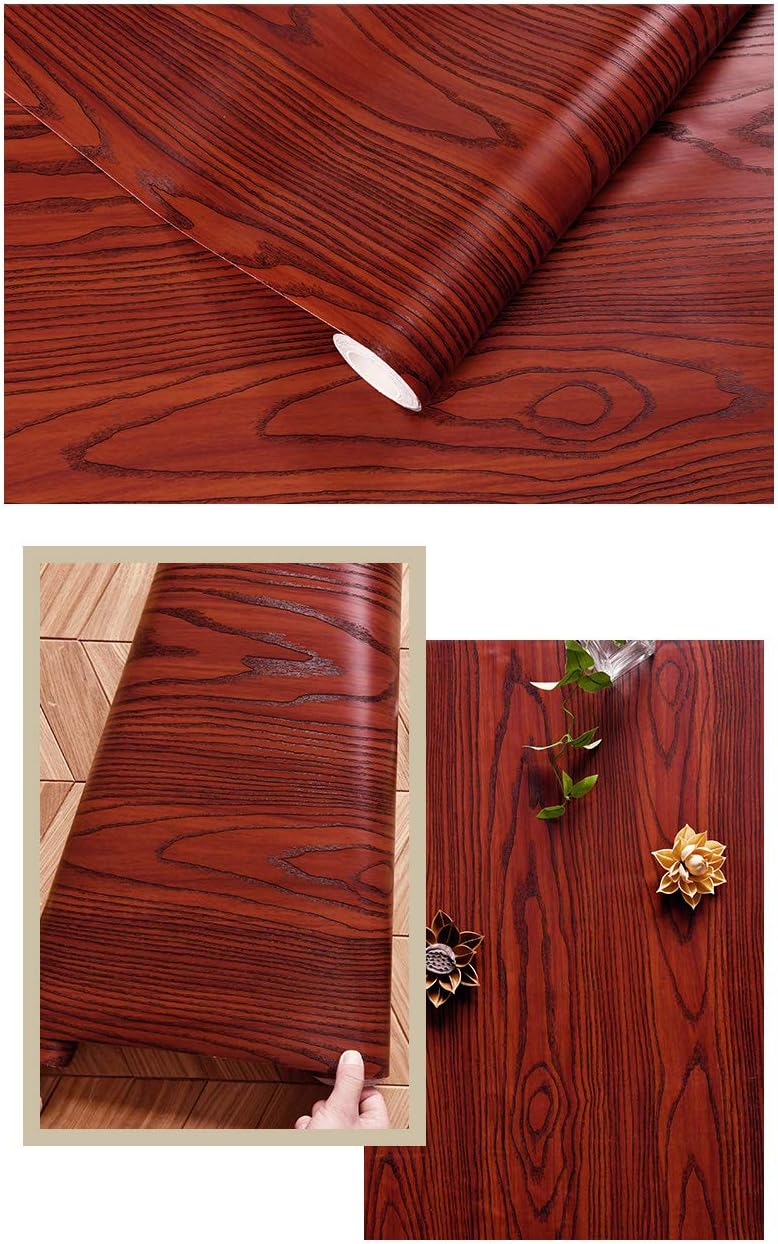 Faux Red Mahogany Wood Grain Contact Paper 15.7x117 Inches I4048