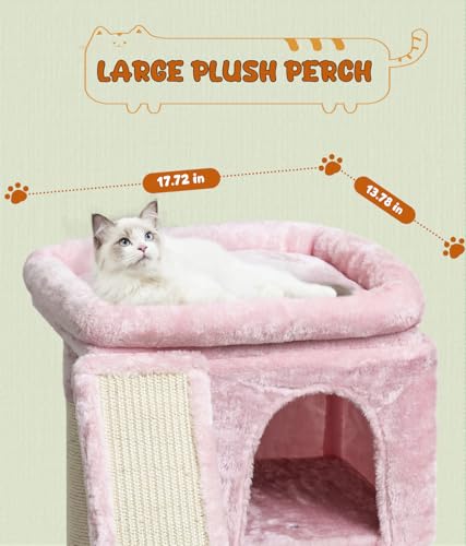Beige Small Cat Tree with Scratching Post and Cave J465152