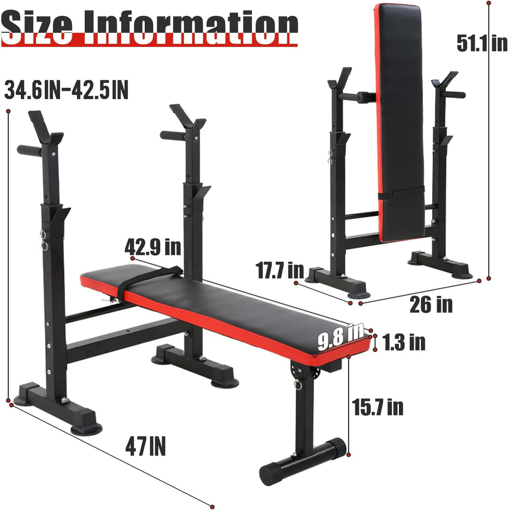 Adjustable Weight Bench with Barbell Rack X4161