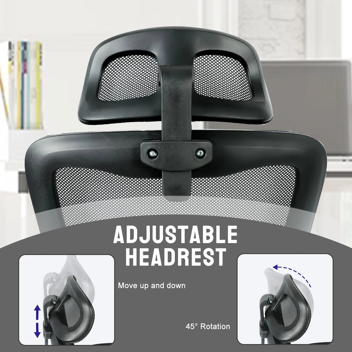 Black Mesh Ergonomic Office Chair with Headrest Q1516