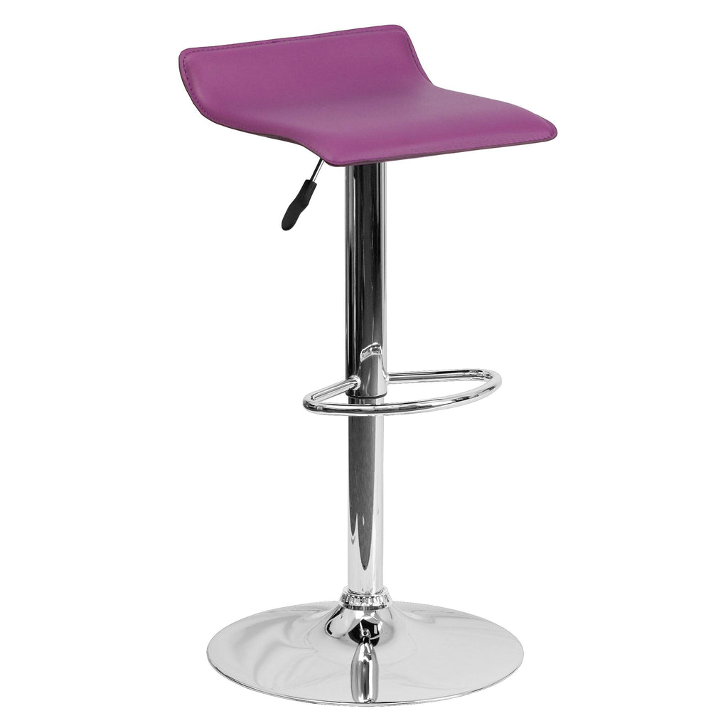 Purple Vinyl Adjustable Height Barstool with Chrome Base O8138