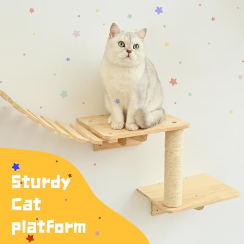 9pc Wooden Cat Wall Shelves with Condo Houses Perches Ladders and Scratching Posts Z14621