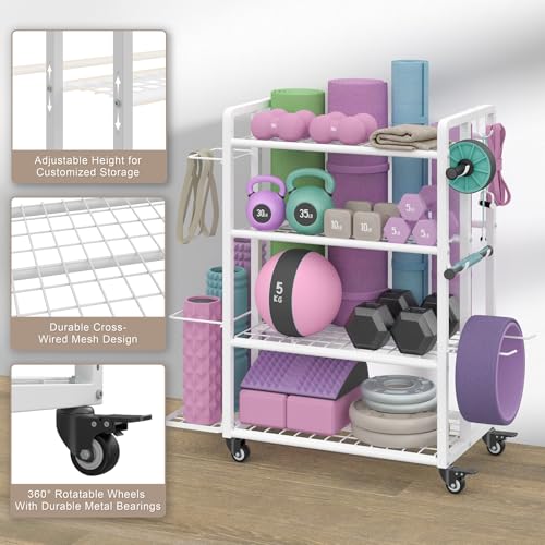 4-Tier Dumbbell Rack with Wheels and Hooks G90781