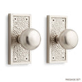 Brass Passage Door Knobset with Brushed Nickel P7451