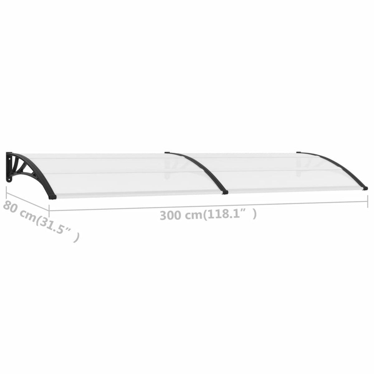 Door Canopy Black and Transparent 118.1"x31.5" PC E24293