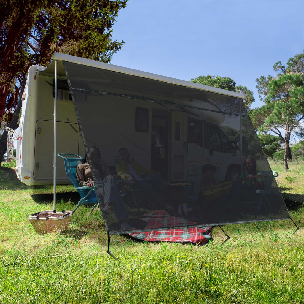 6x10' RV Awning Sun Shade Screen Black Mesh D50735