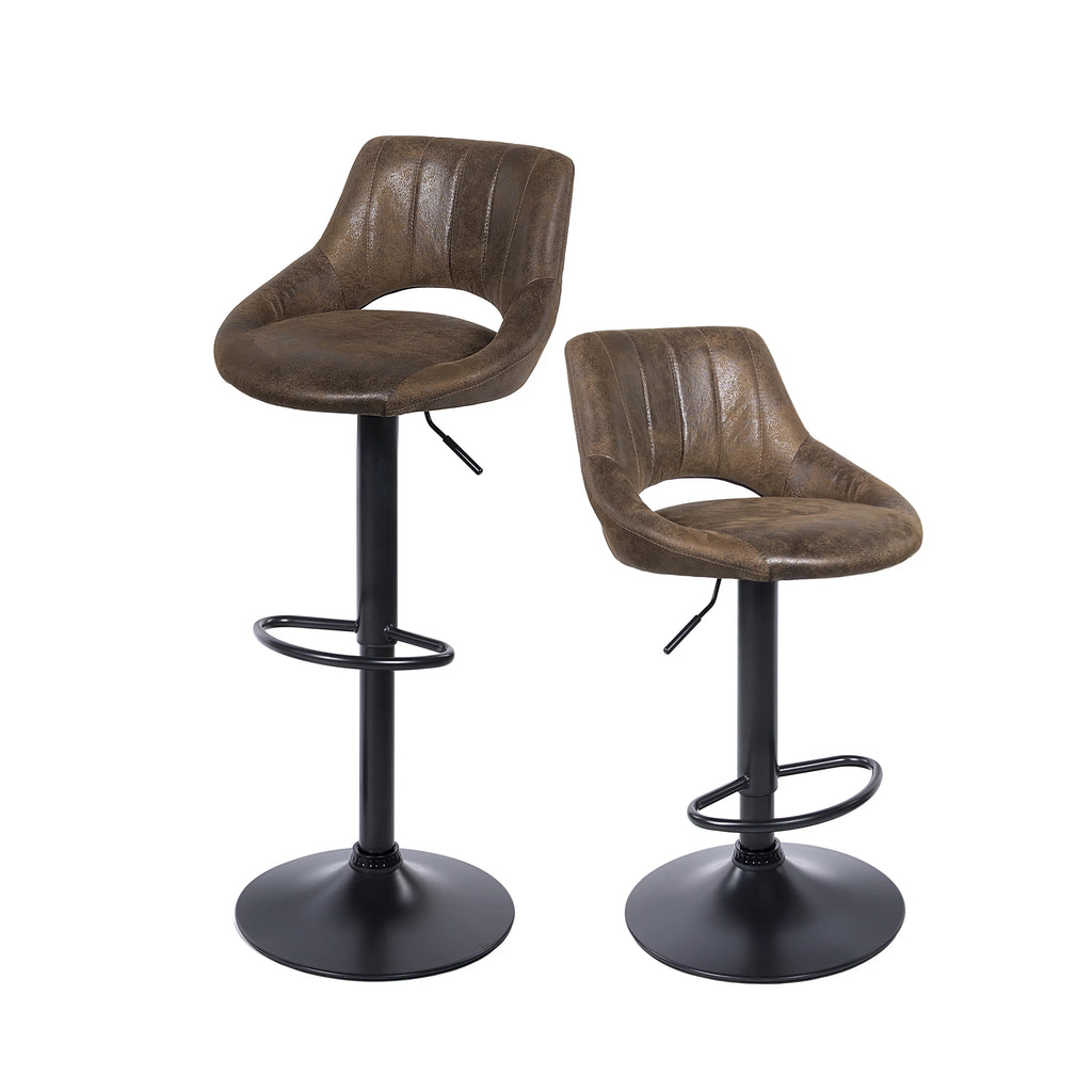 Set of 2 Swivel Adjustable Height PU Leather Bar Stool V314