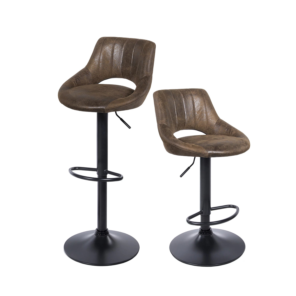 Set of 2 Swivel Adjustable Height PU Leather Bar Stool V314
