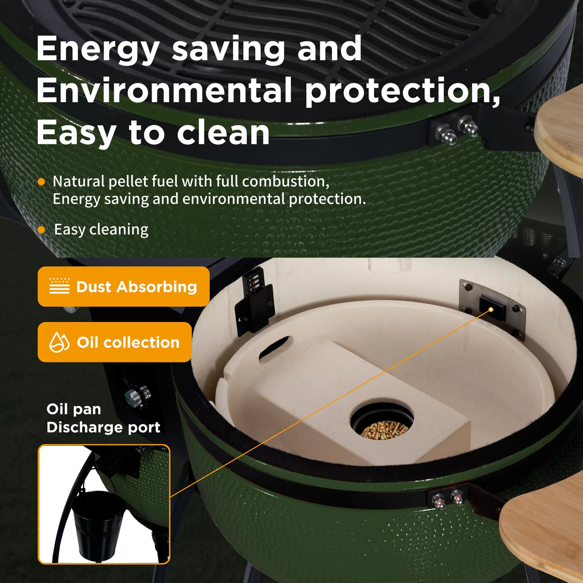 24" Ceramic Pellet Grill with Double Ceramic Liner 4-in-1 Q3457