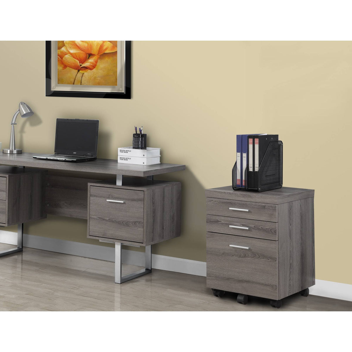 Dark Taupe 3-Drawer File Cabinet M2079
