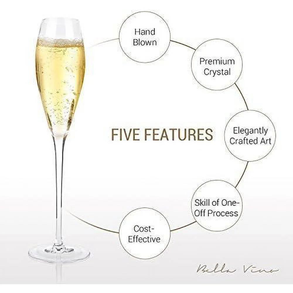 Hand Blown Crystal Champagne Flutes Set Of 2 U229