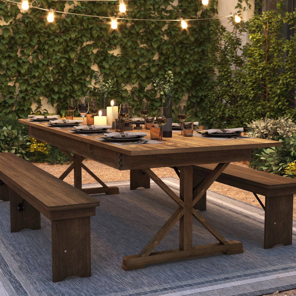 Antique Rustic Solid Pine Folding Farm Table C8492