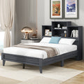 Wood Full Size Platform Bed with Storage Headboard S755681