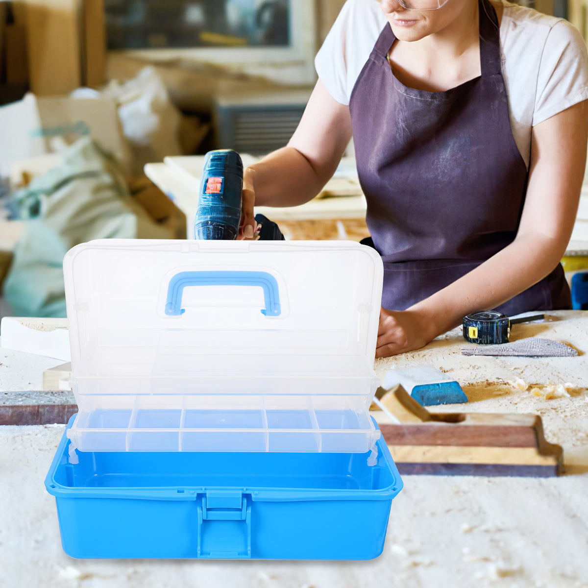 Blue Stackable Collapsible Storage Box L75595