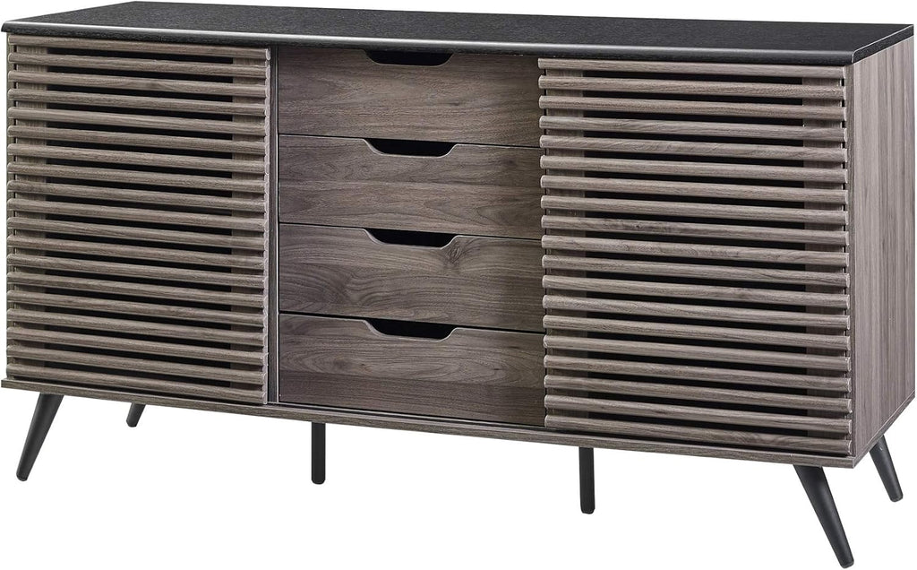 Black and Slate Grey 4 Drawer Wood Cabinet C7765