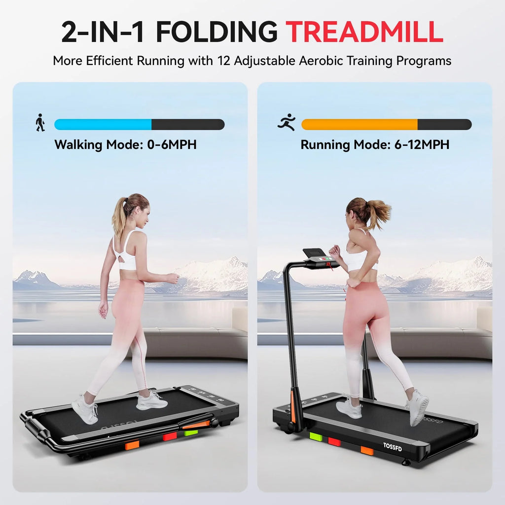Black 2.5HP Folding Treadmill L5986