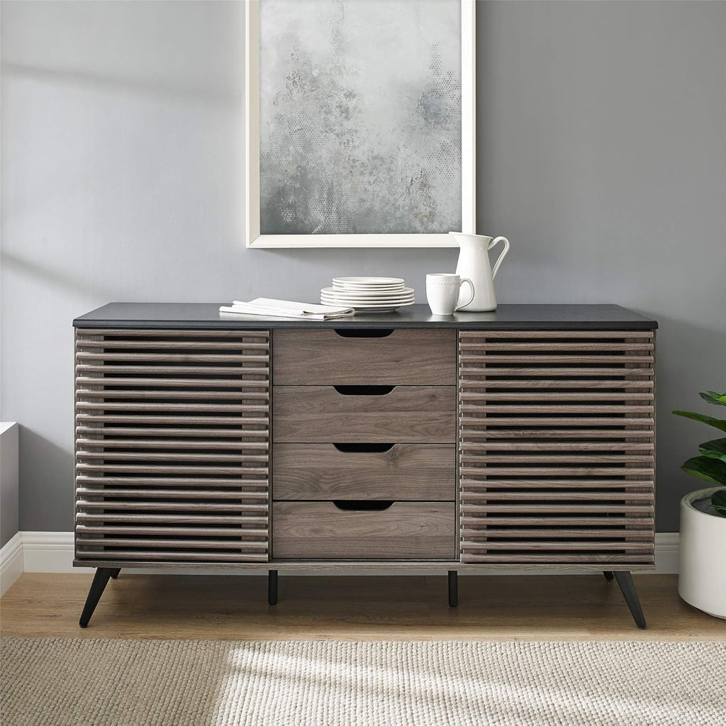 Black and Slate Grey 4 Drawer Wood Cabinet C7765