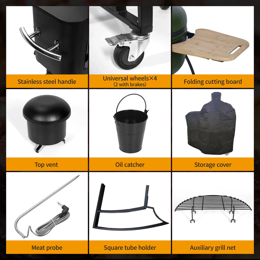 24" Ceramic Pellet Grill with Double Ceramic Liner 4-in-1 Q3457