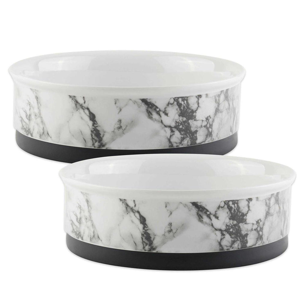 White Marble Pet Bowl Set of 2 R620