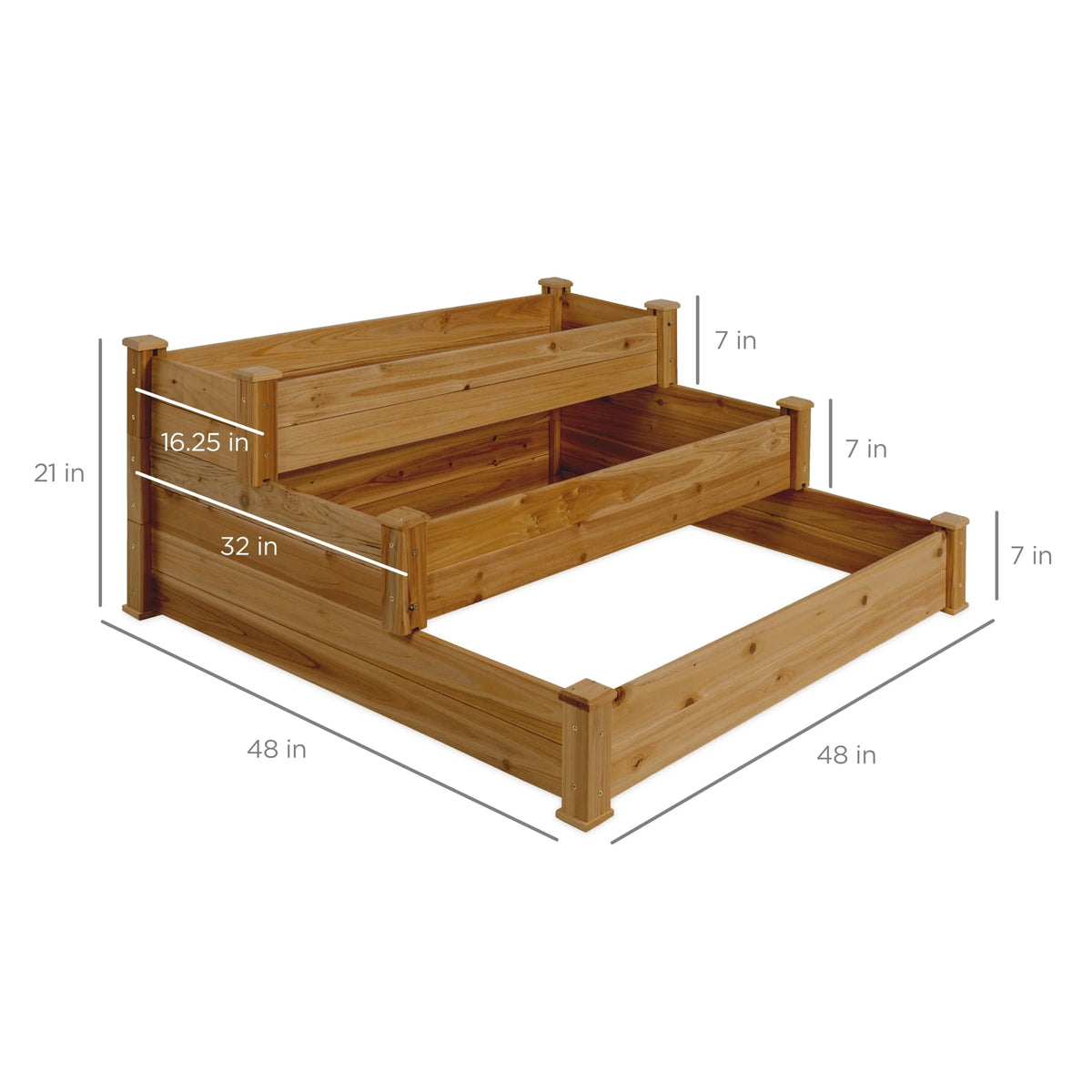 3-Tier Fir Wood Raised Garden Bed Planter J268177
