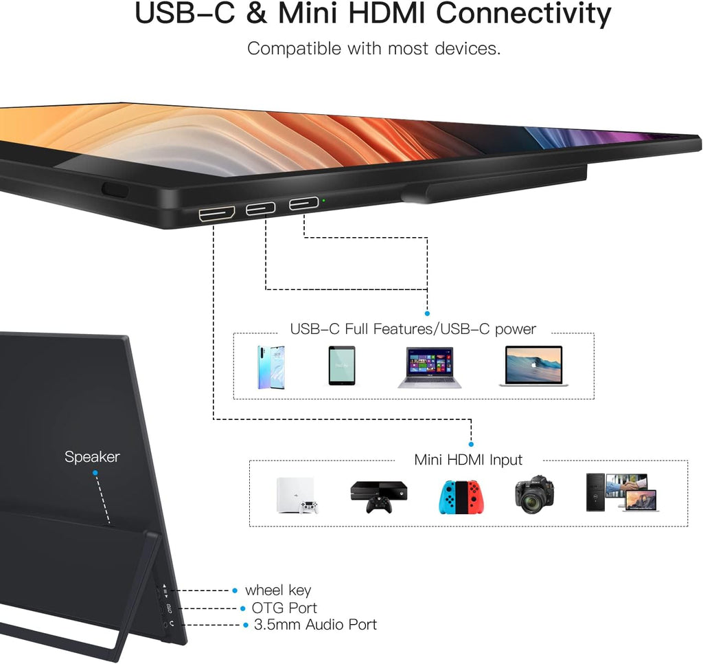 15.6" 1080P Touchscreen Portable Monitor with Kickstand O1136