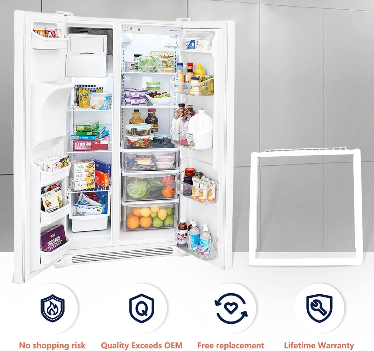 Crisper Pan Cover, Shelf Frame and Delicatessen Drawer Cover O405541