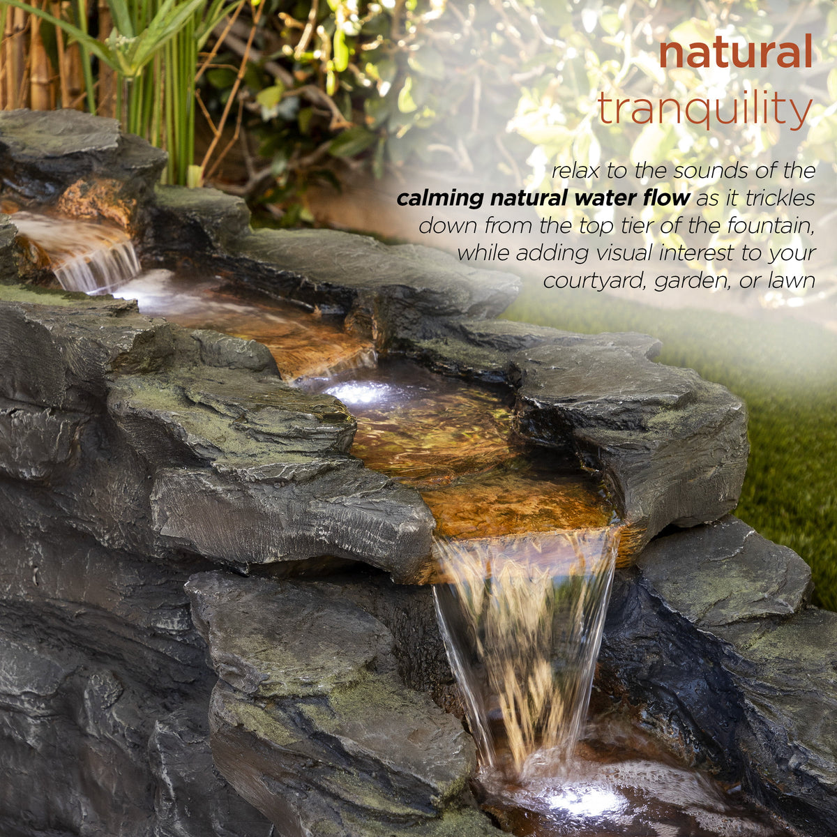76" Outdoor Tiering Water Fountain with LED Lights Q510